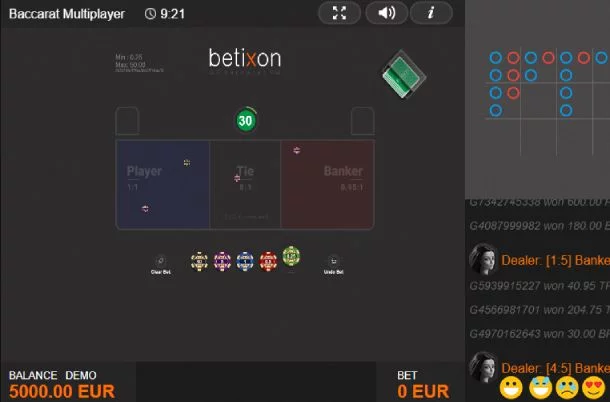 Play Demo Version of Baccarat Multiplayer by Betixon