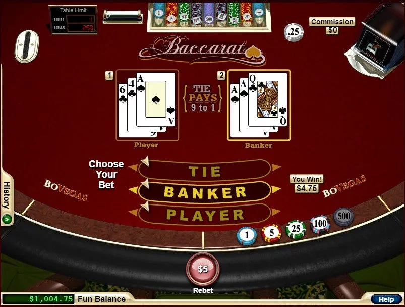 Baccarat by RTG at BoVegas Casino