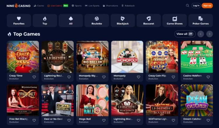 Ninecasino en vivo