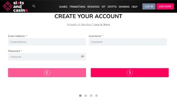 Registration at SlotsandCasino