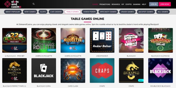 SlotsandCasino Table Games