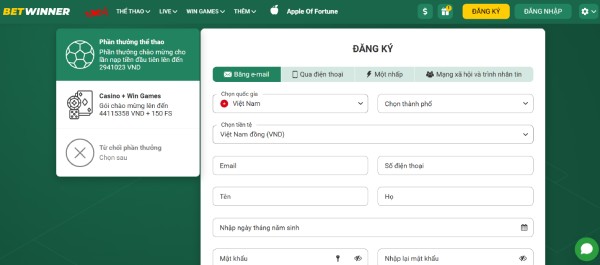 Hướng Dẫn Đăng Ký Tài Khoản Tại BetWinner